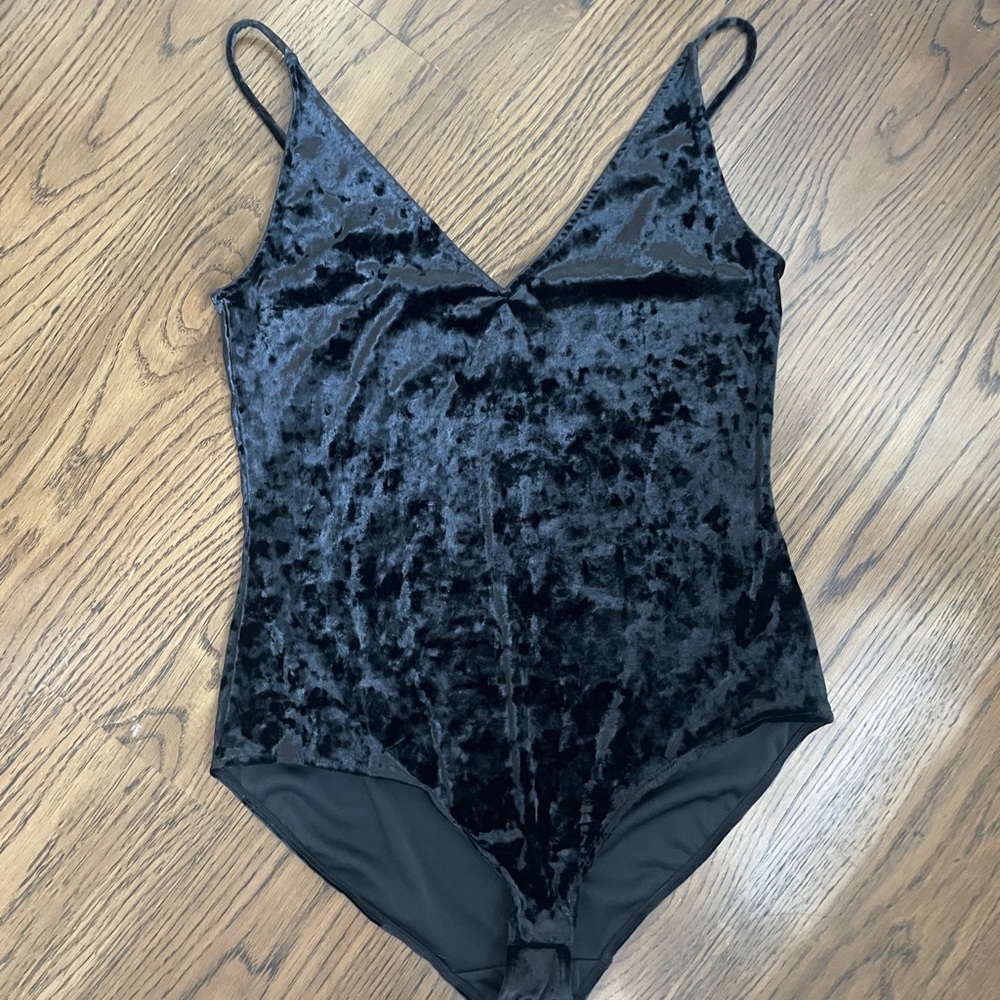 H&M Black Velvet Bodysuit